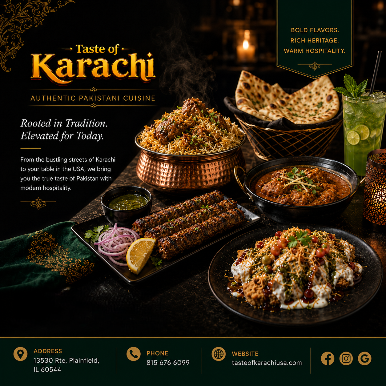 Traditional Pakistani restaurant ambience